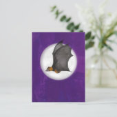 夜空はがき内のかわいい母とベビーこうもり ポストカード (スタンド正面)