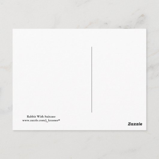 夜空をスーツケースで覗き込むウサギ ポストカード (裏面)