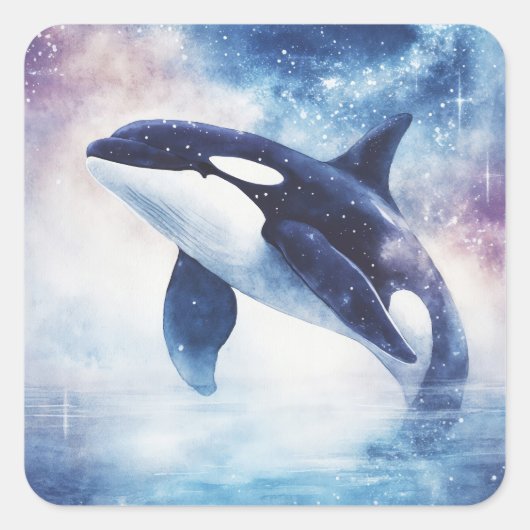 夜空を滑空するスターラークジラ スクエアシール (正面)