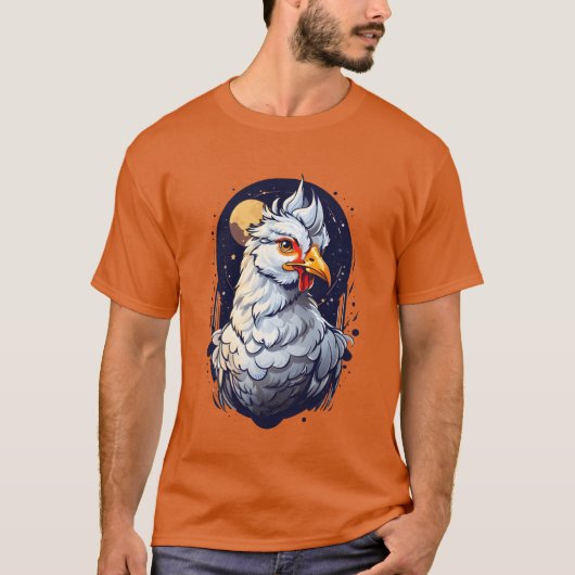 夜空を背景にした誇り高き鳥のギフト Tシャツ (正面)