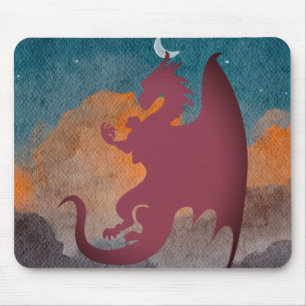 夜空を舞うドラゴンのマウスパッド マウスパッド