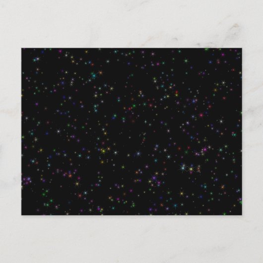 夜空カラフルきらめく黒デザイン星 ポストカード (正面)