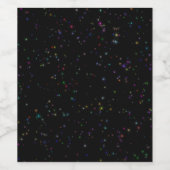 夜空カラフルきらめく黒デザイン星 ワインラベル (シングルラベル)