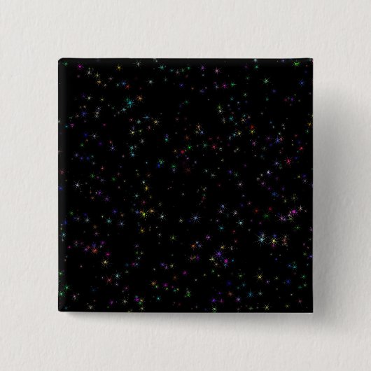 夜空カラフルきらめく黒デザイン星 缶バッジ (正面)