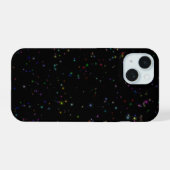夜空カラフルきらめく黒デザイン星 iPhone 15ケース (裏面横)