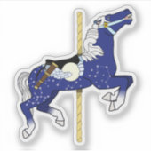 夜空デザインのメリーゴーラウンドの馬 シール (正面)