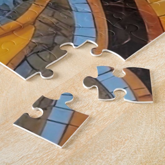 夜空モザイクの天の太陽と星 ジグソーパズル (側面)