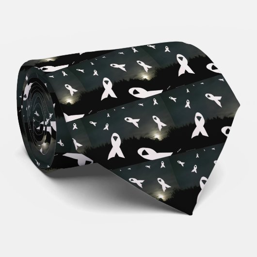 夜空上の肺癌のリボン ネクタイ (ロール)