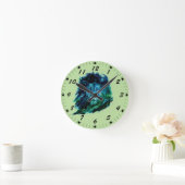 夜空威厳のあるの水色ライオン ラウンド壁時計 (ホーム)