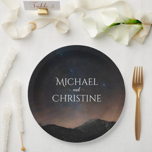 夜空結婚は星の下 ペーパープレート (ウェディング)