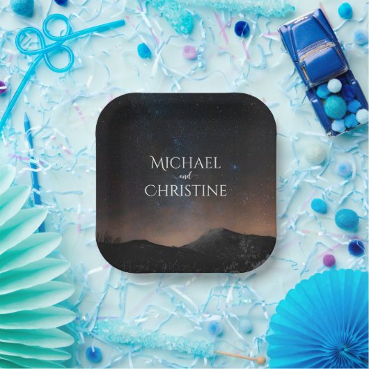 夜空結婚は星の下 ペーパープレート (パーティー)