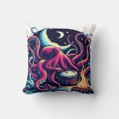 夜空遊下のキャンプファイアーでタコのドラム クッション (正面)