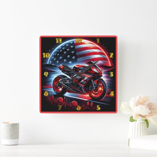 夜空鮮やかの下を乗る スクエア壁時計 (ホーム)