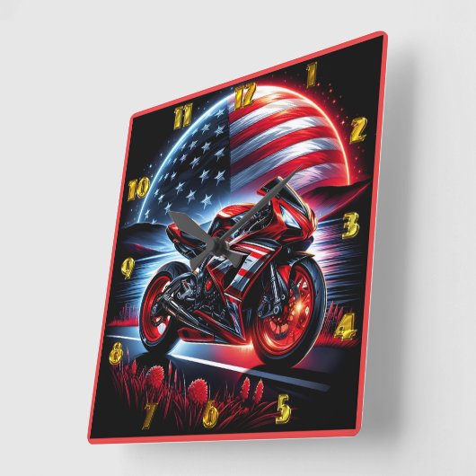 夜空鮮やかの下を乗る スクエア壁時計 (傾斜)