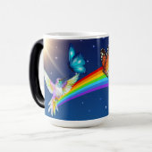 夜空、二羽の鳥、蝶、虹 モーフィングマグカップ (正面左)
