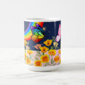 夜空、虹、蝶、花 コーヒーマグカップ (中央)