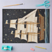 夜素朴初期ののデコpageで高い船 薄葉紙 (クラフト)