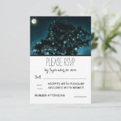 夜素朴灯ツリー結婚式RSVPカード 出欠カード (スタンド正面)