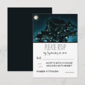 夜素朴灯ツリー結婚式RSVPカード 出欠カード (正面/裏面)