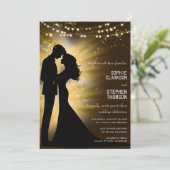 夜結婚のカップルのシルエット結婚 招待状 (スタンド正面)