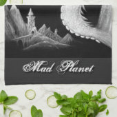 夜絵画のドラゴン キッチンタオル (折り畳み)