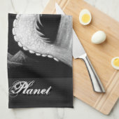 夜絵画のドラゴン キッチンタオル (四つ折り)