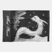 夜絵画のドラゴン キッチンタオル (横)