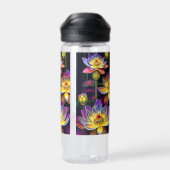 夜美しい蓮の花 ウォーターボトル (背面)