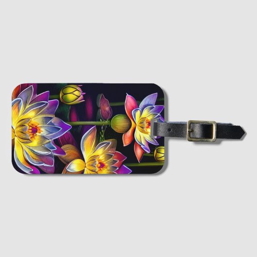 夜美しい蓮の花 ラゲッジタグ (正面横)