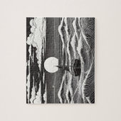 夜航海の月の水上の航海 ジグソーパズル (縦)