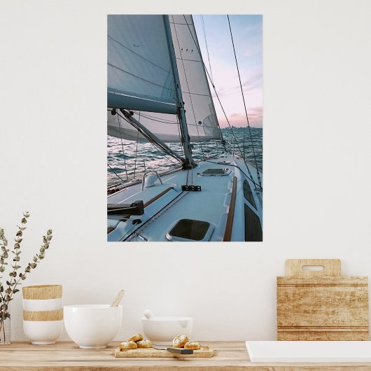 夜船乗り大喜びピンクの空 ポスター (キッチン)