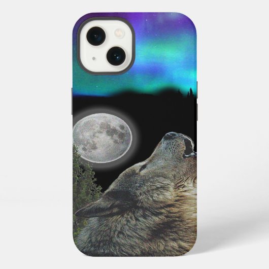 夜芸術のオオカミ iPhoneケース (裏面)