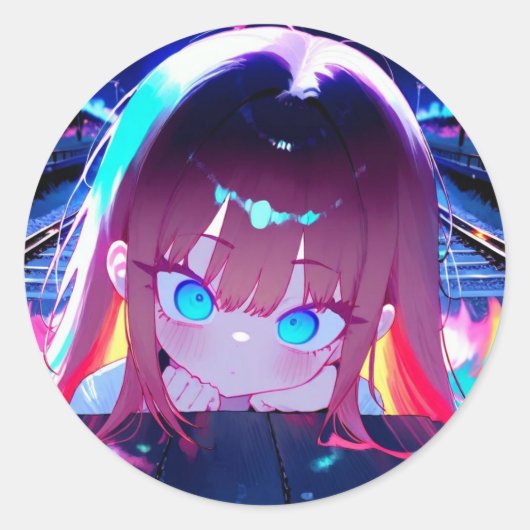 夜行列車がアニメガールを追う ラウンドシール (正面)