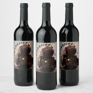 夜行列車エンジン夕べ移動鉄道 ワインラベル