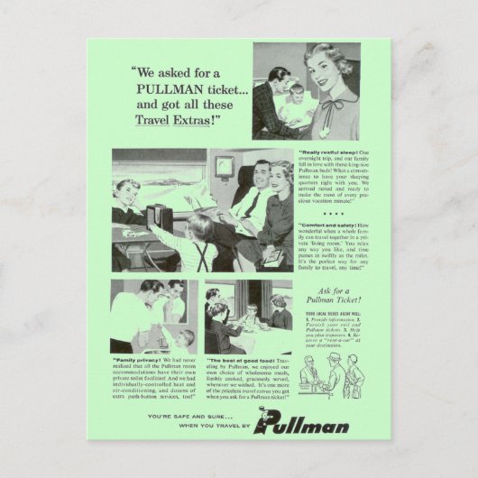 夜行列車用プルマンスリーピングカー ポストカード (正面)