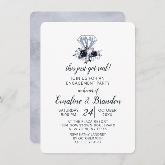 夜行性この得単実在婚約パーティ 招待状 (正面/裏面)