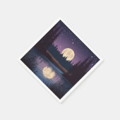 夜行性の月明かりの湖 スタンダードカクテルナプキン (角)