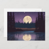 夜行性の月明かりの湖 ポストカード (正面/裏面)