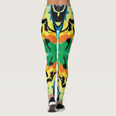 夜行性の蝶の黄色、青、黒の（ばちゃばちゃ）跳ねる レギンス (裏面)