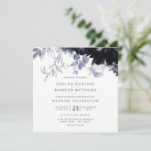 夜行性フローラほこりっぽいブルー結婚スクエア 招待状 (スタンド正面)