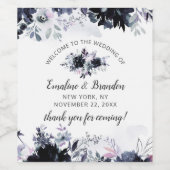 夜行性フローラネイビーブルーエレガントなウェディングウェルカム ワインラベル (シングルラベル)