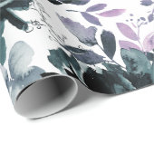 夜行性フローラネイビーブルーフラワーブケ結婚ット ラッピングペーパー (ロールコーナー)