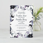 夜行性フローラネイビー縁どダスティブルー結婚ズ 招待状 (スタンド正面)