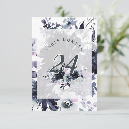夜行性フローラフレーム結婚シックのテーブル番号 招待状 (スタンド正面)