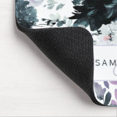 夜行性フローラ水色ネイビーカスタムモノグラム マウスパッド (コーナー)