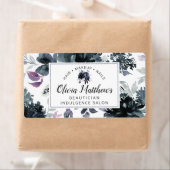 夜行性フローラ水色ネイビーカスタムモノグラム ラベル (インサイチュ)