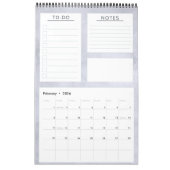 夜行性フローラ水色年間月次プランナー カレンダー (2月 2026)