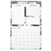 夜行性フローラ水色年間月次プランナー カレンダー (3月 2026)