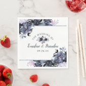 夜行性フローラ海軍フレーム結婚ズモノグラム スタンダードランチョンナプキン (インサイチュ)