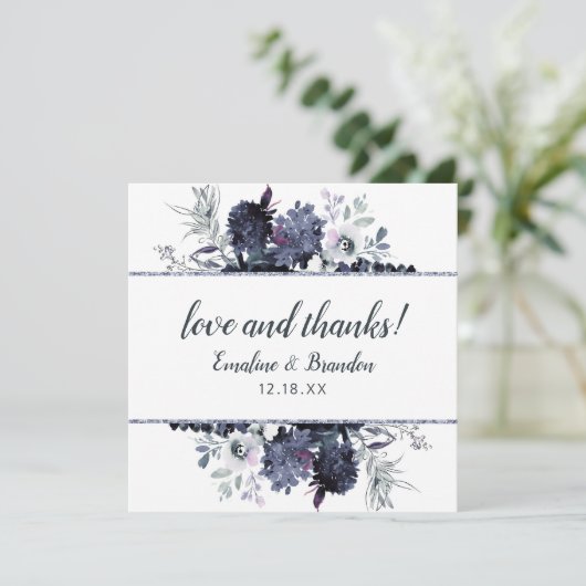 夜行性結婚フローラの愛と感謝してい平方 サンキューカード (スタンド正面)